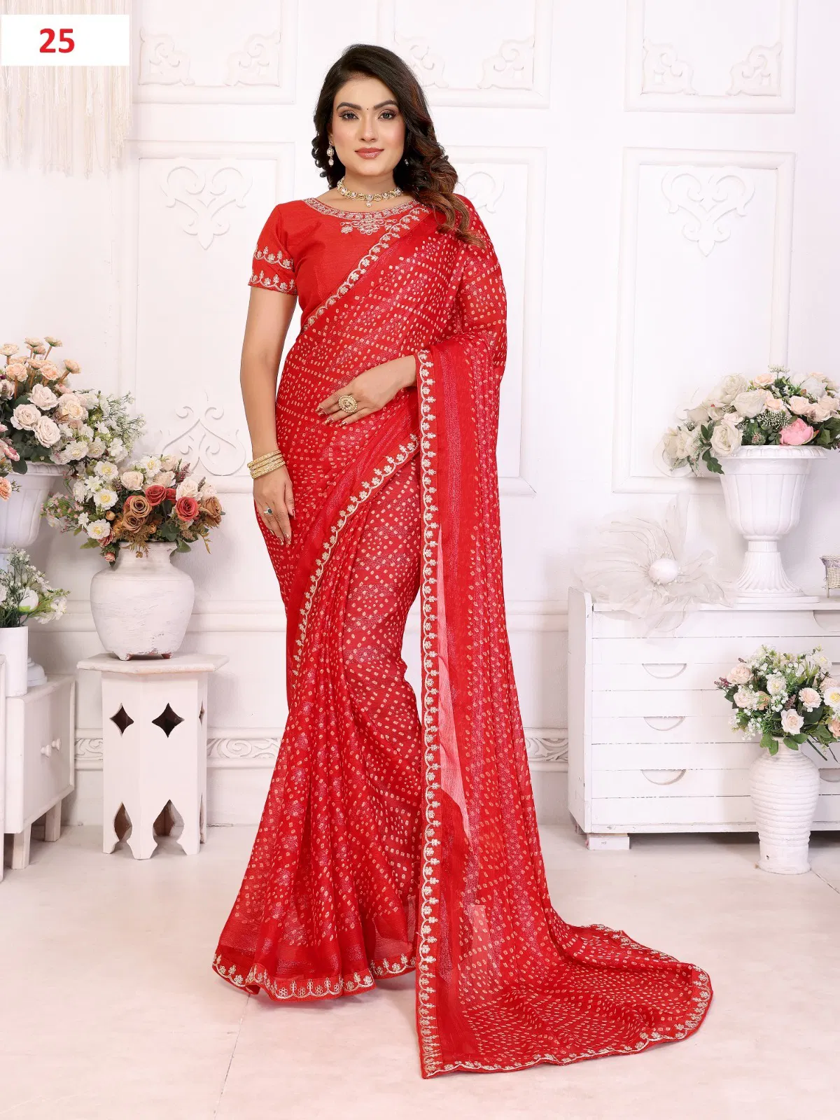 Prima 25 To 32 Chiffon Printed Saree Wholesale Clothing Distributors In India